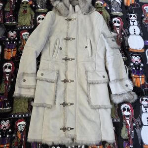 Pepe Jeans Gray Fur-Trimmed Ski Jacket